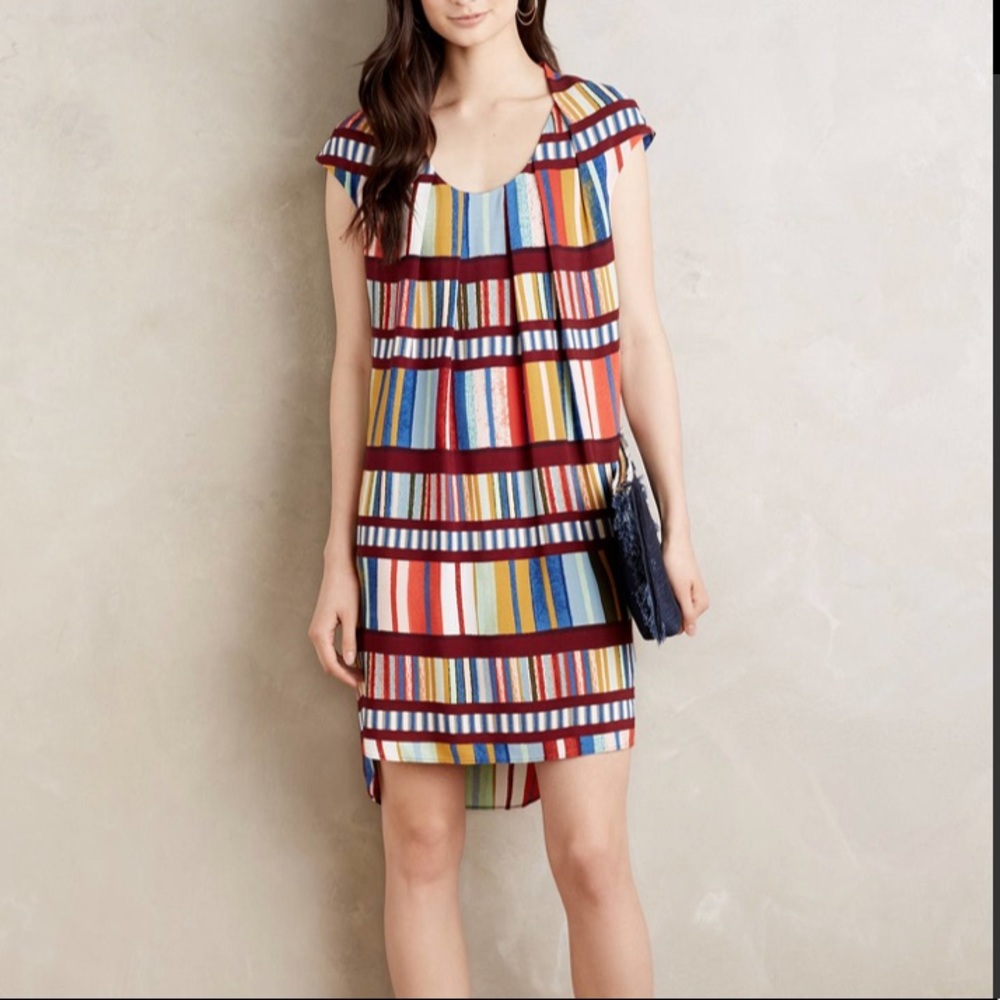 Anthropologie Multicolor Striped High Low Dress